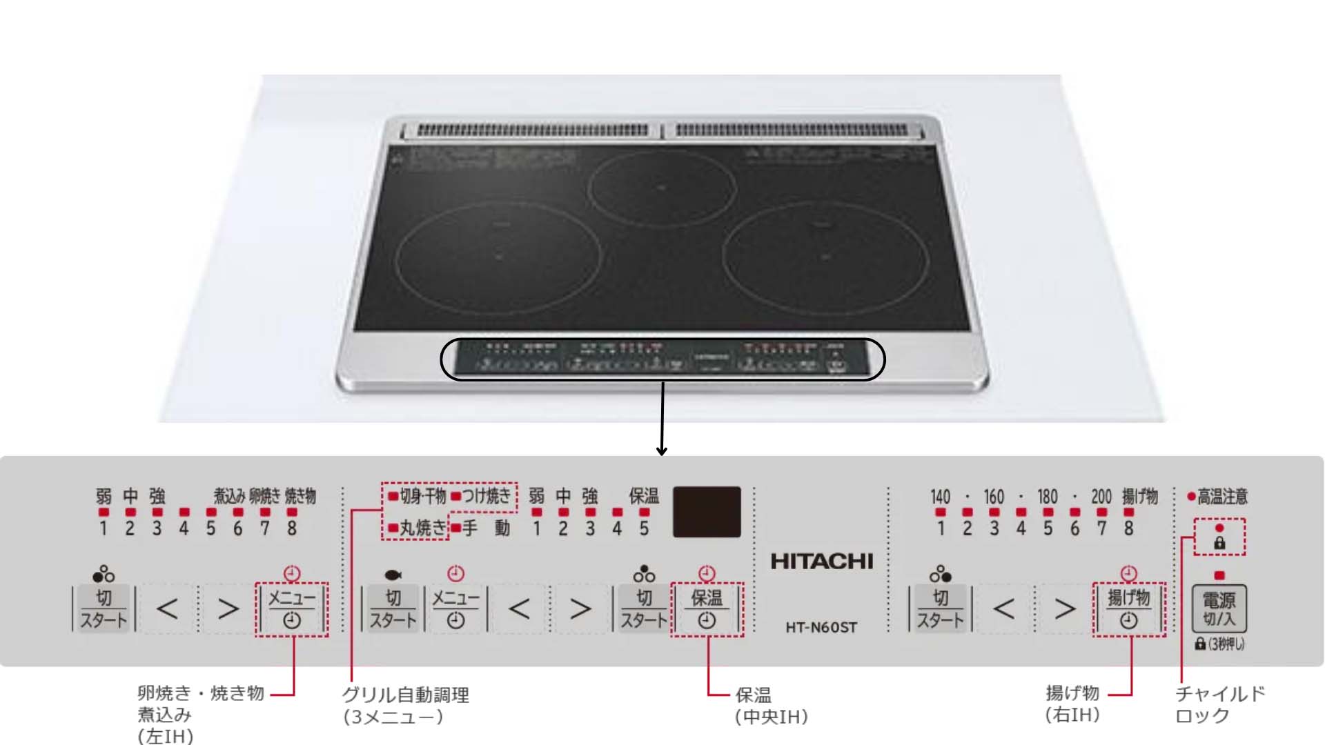 Bếp từ Hitachi HT-N6KT model 2023